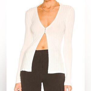 AYA MUSE Olbia Collared Knit Top in White